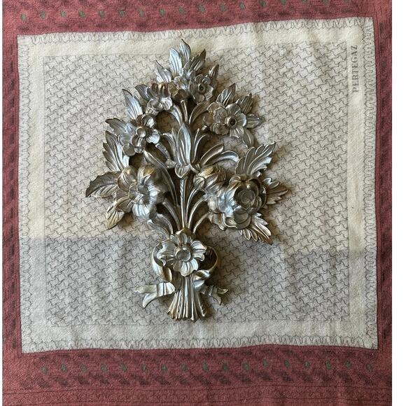 Vintage Wall Decor Golden Flowers made in Italy hanging art country bouquet 14” - Picture 11 of 14